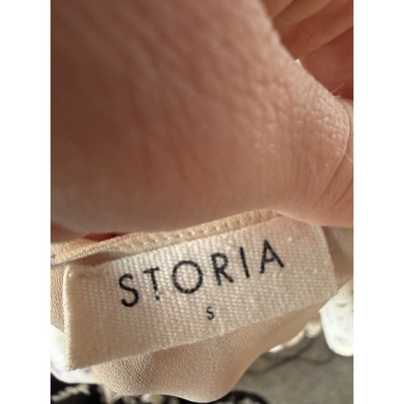 STORIA Ivory Purple Floral Ruffle Fit & Flare Sundress Sleeveless Size S - Picture 5 of 6